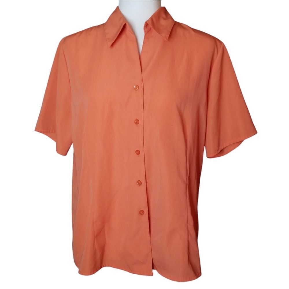 Apparenza Collared Short Sleeve Blouse Orange Large